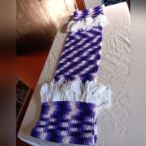 Women's Unisex Purple Crochet Handmade Scarf Beautiful Winter Fall Clothing Nice